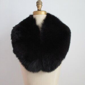Black Fox Fur Collar Vintage Real Fur